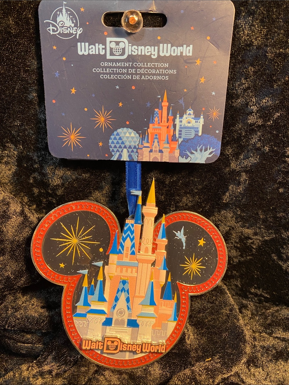 Disney Walt Disney World Blue Orange Gold Mickey Castle Ornament
